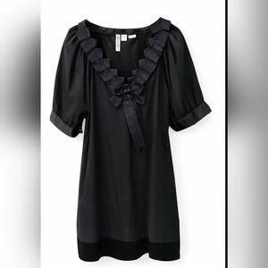 👚 Adiva Black Satin Blouse with Pleated Ribbon Trim – Size XL